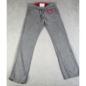 Abercrombie Fitch Sweatpants Men XL Gray Lacrosse Logo Fleece Straight Leg 34x33